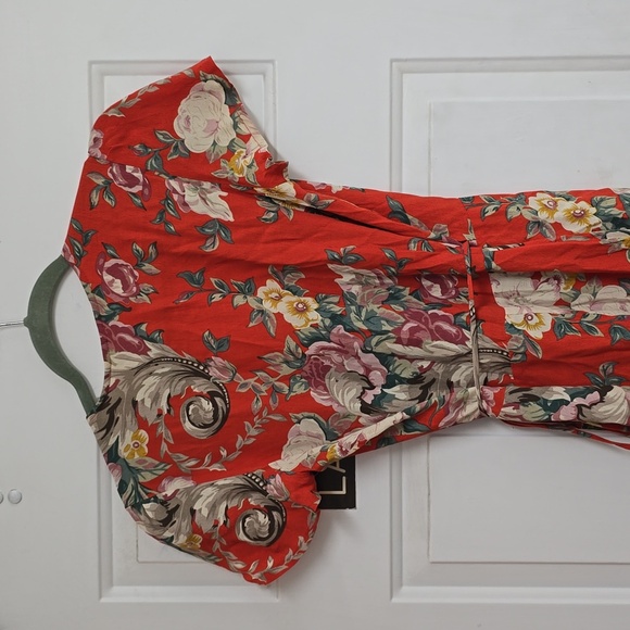 Rolla’s Dancer Coral Red Floral Print Wrap Dress size - Picture 7 of 12